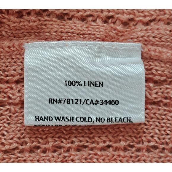 EILEEN FISHER Women's L Cardigan Sweater Linen Coral Open Front Lightweight 42" - Picture 7 of 7
